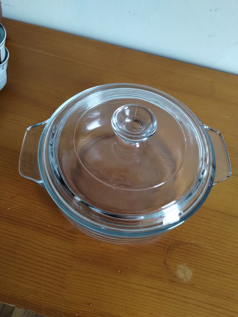 VTG Mexico Clear Glass Casserole Dish with Lid - White -